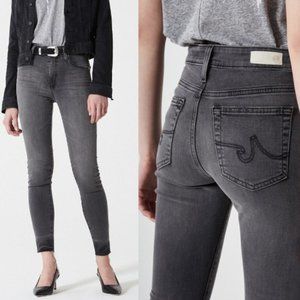 AG The Farrah High Rise Skinny Ankle Raw Hem Jeans